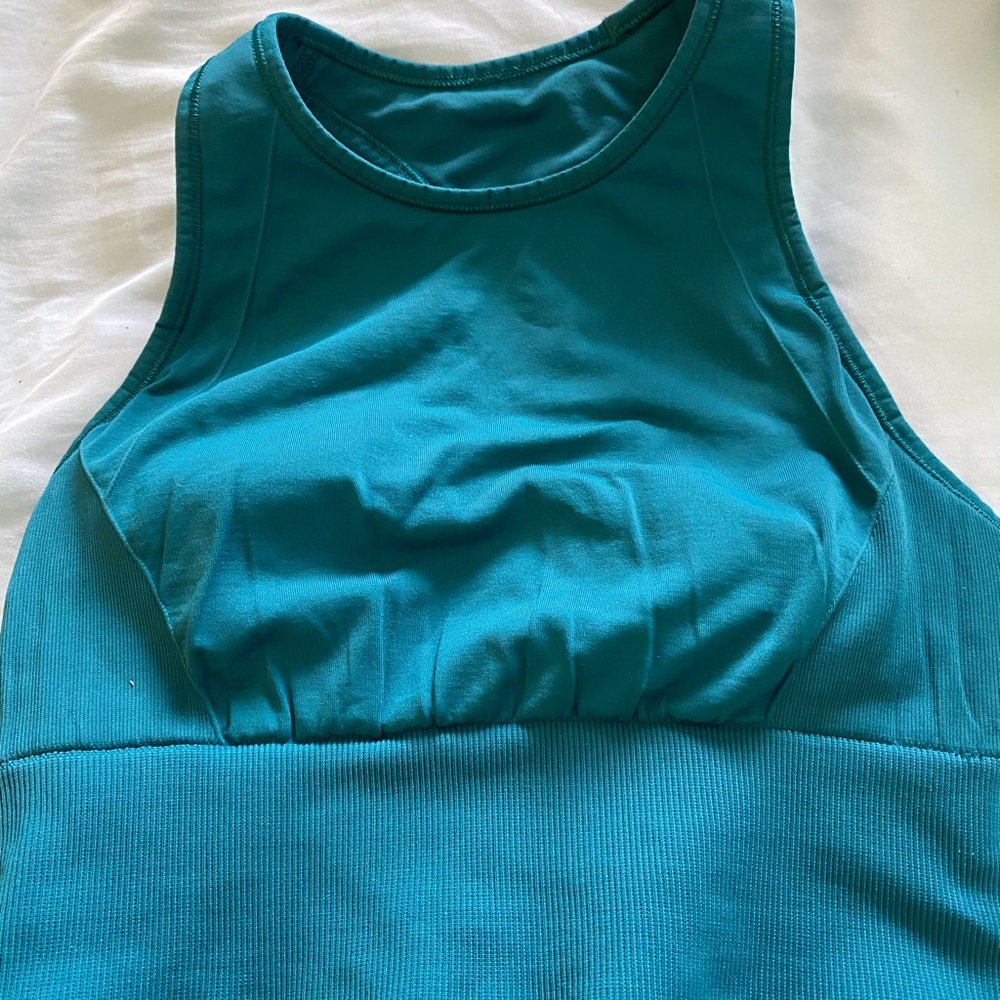 Lululemon teal longline sports bra 4